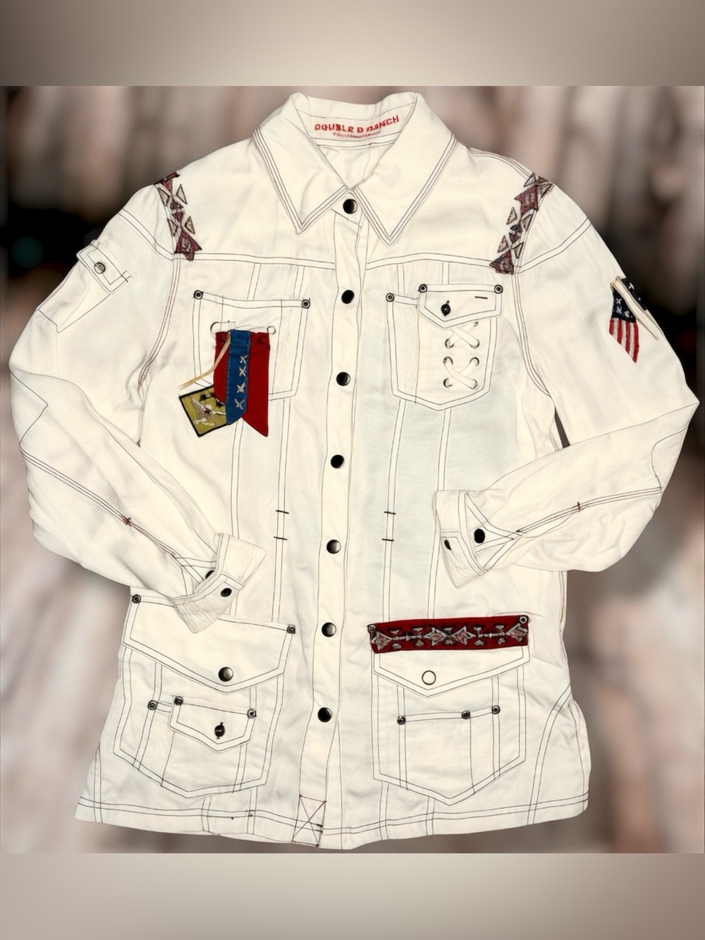 DOUBLE D RANCH || Button Down Shirt-Jacket in Ivory - SZ XS - Picture 3 of 9